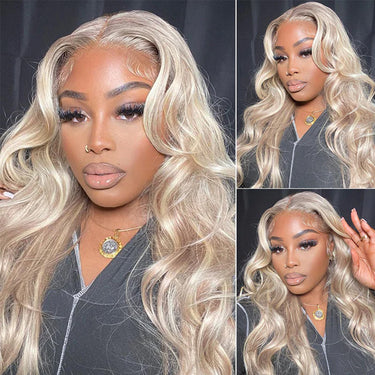 10-613 Blonde Highlight Lace Front Wig Model Show