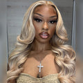 10/613 Blonde Highlight 13x6 Glueless Wig Model Show