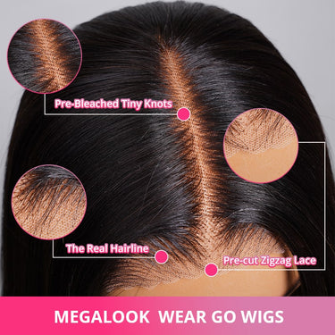 Megalook 6x5 HD Pre-cut Lace Closure Jerry Curly Bob Wigs Side Part Natural Color Wig