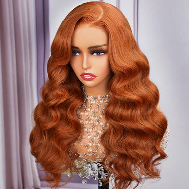 Megalook 13x4 Pre-All Glueless Copper Ginger Loose Body Wave Invisible Knots Breathable Cap