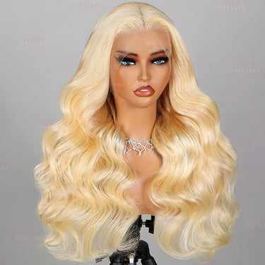 (Super Deal) Megalook 13x4 Transparent Lace Wig  Loose Body Long Length #613 Blonde Pre Plucked Hairline Bleached 3D Human Hair Wig