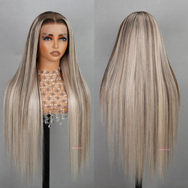 Megalook Hottest Long Highlight #P18/613 Blonde Straight /Body Wave Human Hair Wigs Blonde Hair With Highlights