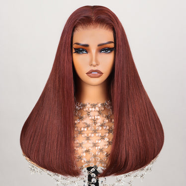 Megalook 6x5 Invisible Knots Glueless Reddish Brown Straight Wigs Realistic Hairline Beginner Friendly