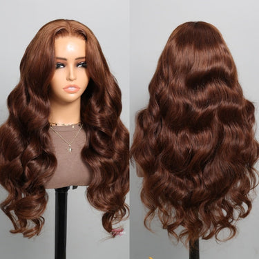 Color #4 Chocolate Brown Loose Body Wave 6x5 HD Lace 3D DOME Cap Wear Go C Part Glueless Mini Knots Pre-plucked  Hair Pre-cut Lace Wig