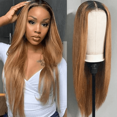 Real Glueless Wig Ombre Color HD 5x5 Lace Closure Wigs Striaght/Body Wave Human Hair Wig Ombre Color 1b/27 Dark Roots