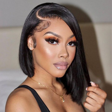 Megalook 6x5 Invisible Knots & 13x4 Pre-All Glueless Straight Bob Wigs Pre-cut Lace Natural Black Beginner Friendly