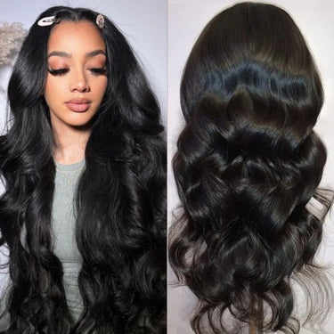 Megalook 6 Inches Deep Part Wigs Silky Straight Natural Black 100% Human Hair Wig