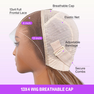 Ash Blonde Highlights on Brown Hair Wig 13x4 Breathable Cap