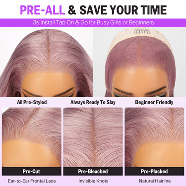 Ash Purple 13*5 Glueless Bob Wig Pre-Cut Pre-Bleached Pre-Plucked