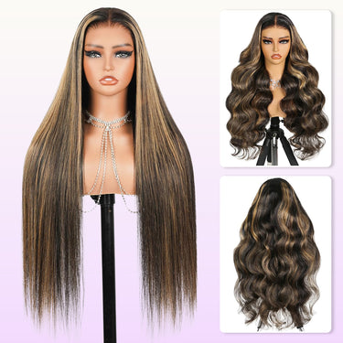 Megalook 6x5 Invisible Knots Glueless Balayage Highlight Body Wave Wigs Realistic Hairline Beginner Friendly