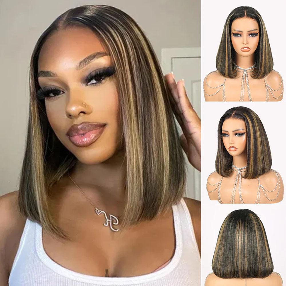 Balayage Highlight 6x5 Bob Wig In Different Angles