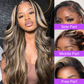 Black Wig With Honey Blonde Highlights Can Do Side Part Middle Part Free Part