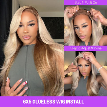 Blonde Ombre 6x5 Glueless Wig Install