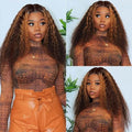 Brown Highlight Jerry Curly 13x6 Three Go Wig Model