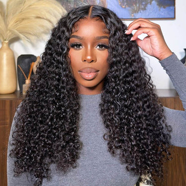 Curly Glueless Wig Model in Room