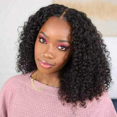 Megalook Glueless Jerry Curly Wave Wig Upgrade V Part Wig No Leave Out Protective Styles