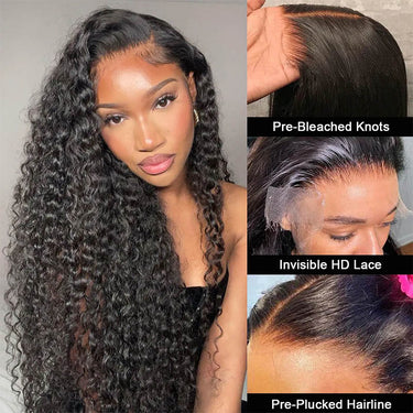 Megalook Deep Wave 5x5/13x4 Upgrade REAL HD lace Wigs Crystal Lace Frontal Hair Pre Plucked With Baby Hair 180% Density