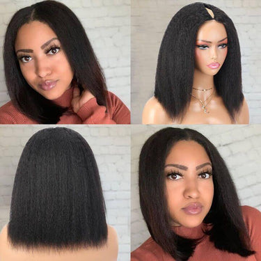 Megalook Glueless Yaki Straight Wig Upgrade V Part Wig No Leave Out Clip & Go