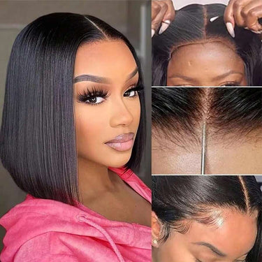 Megalook 6x6 Lace Natural Black Bob Wig