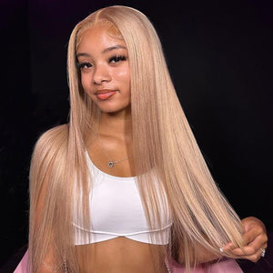 Milk Tea Brown Straight 13x4 Lace Front Wig Model