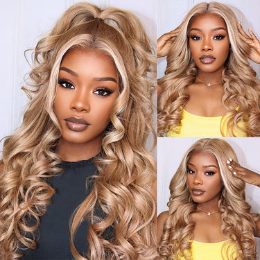 Milk Tea Brown With 613 Highlights Body Wave 13x6 Wigs Model Show