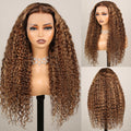 Piano Highlight Water Wave Lace Front Wig Real Show In Front Side Back Angle
