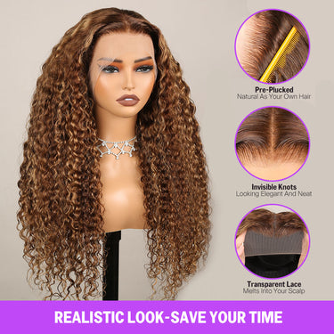 Piano Highlight Water Wave Lace Front Wig Realistic Look Save Your Time