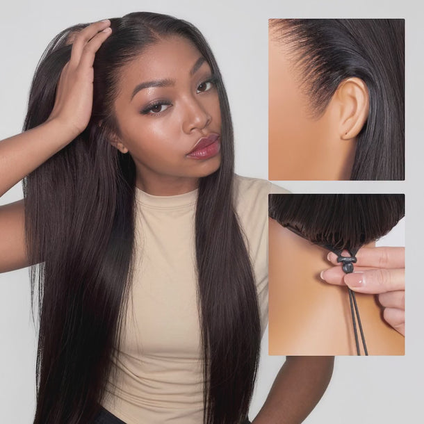  Natural Black Straight 13x6 Glueless Wig &autoplay