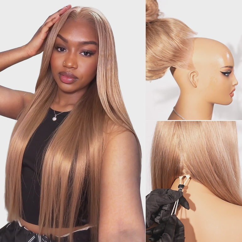 Milk Tea Brown 13x6 Three Go Wig Slip On & Adjust Drawstring Video &autoplay