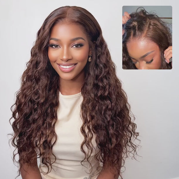 4 Dark Brown Bohemian Curly 13x6 Three Go Glueless Wig Details &autoplay