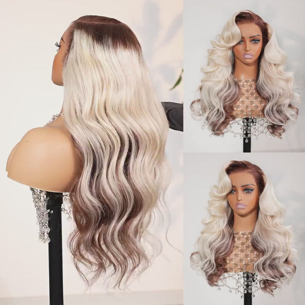 Blonde And Brown Ombre 13x6 Glueless Wigs Real Show &autoplay