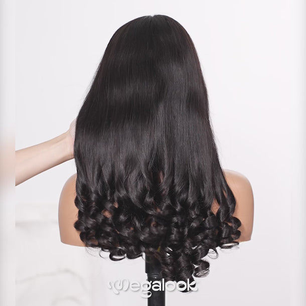 Straight Wig With Spiral Curly Ends Video