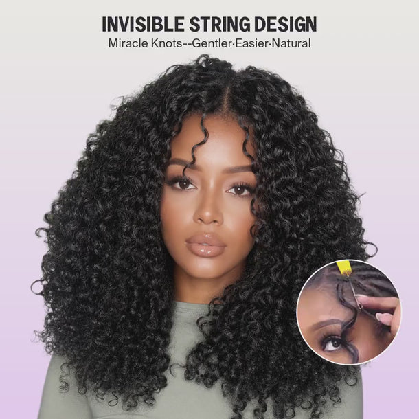 Burmese Curly Feather Crochet Hair Extensions Invisible String &autoplay