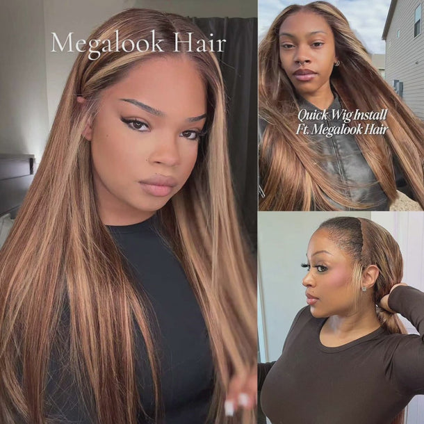 2P427 Honey Blonde Highlight 13x6 Glueless Wig With Dark Roots Install Video