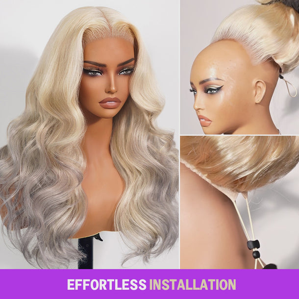 Blonde To Grey Ombre 13x6 Glueless Wig Effortless Install &autoplay