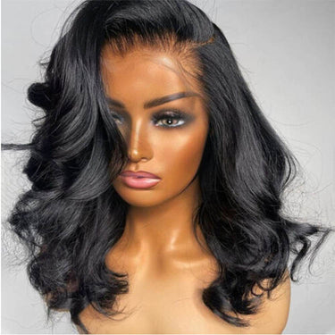 Megalook 360 Full Lace Glueless Body Wave Bob Wigs Invisi Drawstring Natural Black Pull & Go