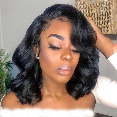 Megalook 360 Full Lace Glueless Body Wave Bob Wigs Invisi Drawstring Natural Black Pull & Go