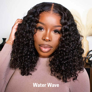 Megalook 13x5 Pre-All Glueless Water Wave Bob Invisible Knots Natural Black Beginner Friendly
