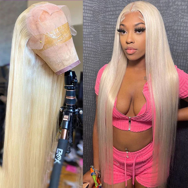 (Super Deal) 40" Long Length #613 Blonde 13x4 Lace Frontal Pre Plucked Hairline Bleached 180% Density Human Hair Wig