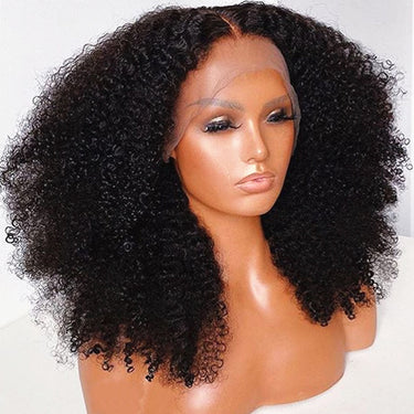 Afro Kinky Curly Natural Color Curly Wig 13x4 Lace Frontal Virgin Human Hair Wigs