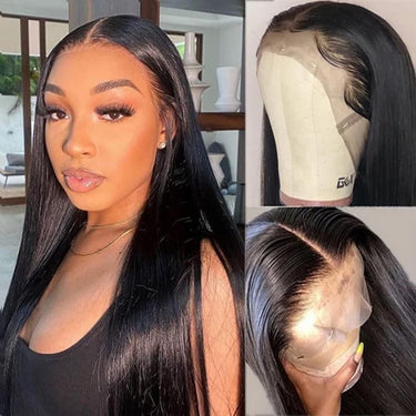 Transparent 13X6 Lace Front Wig Straight Human Hair Wigs Preplucked With Baby Hair