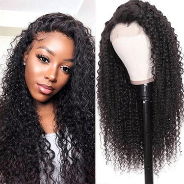 Megalook 13X6 Lace Front Wig Kinky Curly Human Wig For Women Black