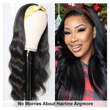 Affordable Headband Wig 180% Density Body Wave Human Hair Wig | THROW ON & GO