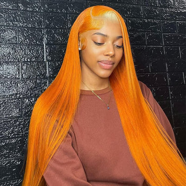 210% Density New Gradient Long Straight Hair Highlights 613 With Ginger Orange Colored Wigs