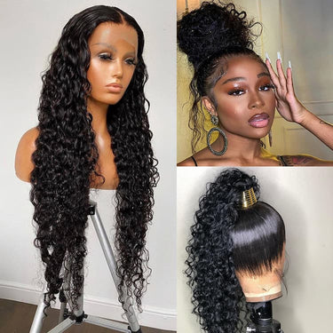 360 Lace Frontal Wigs 100% Remy Water Wave Human Hair Wigs Preplucked With Baby Hair