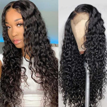 Megalook Water Wave Human Hair Wigs Lace Closure Wigs 180% Density Wet And Wavy For Black Women